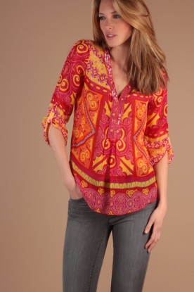Hale Bob |  Silk blouse Evie | coral