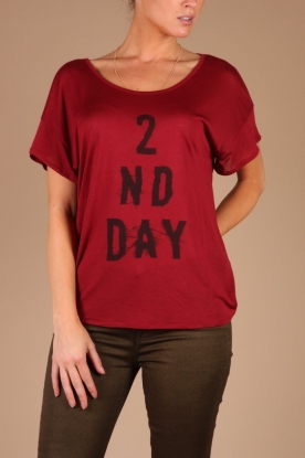 2ND DAY |  T-shirt Crinkled | bordeaux