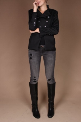 Manila Grace |  Wool blazer Doppio | black