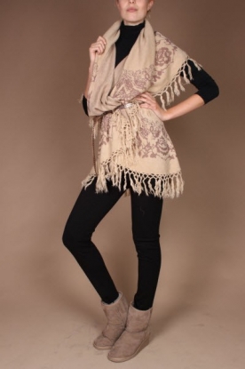 The Earlybirds of Los Angeles |  Wool poncho Sleeves | beige