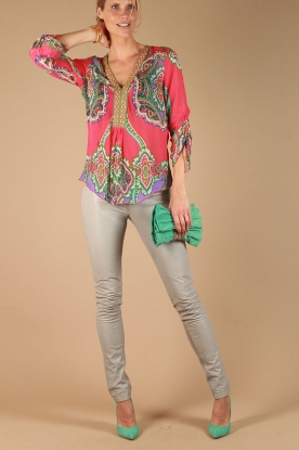 Hale Bob |  Silk tunic Mai | coral