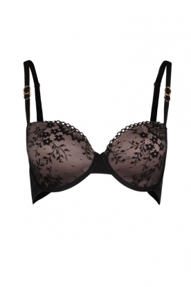 Lace balconette bra | black