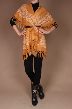  Wool poncho Sleeves | mustard