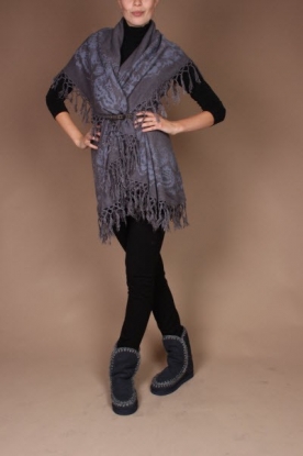 The Earlybirds of Los Angeles |  Wool poncho Sleeves | grey