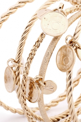 TOV ESSENTIALS |  Set of 5 Bangles | light gold
