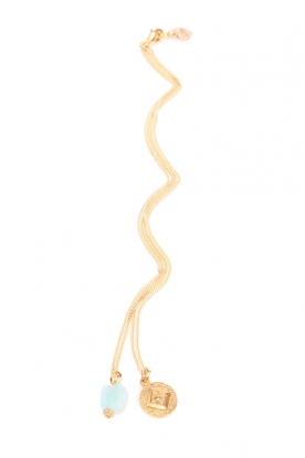 Double necklace beads | gold/light blue