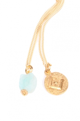Lilly |  Double necklace beads | gold/light blue