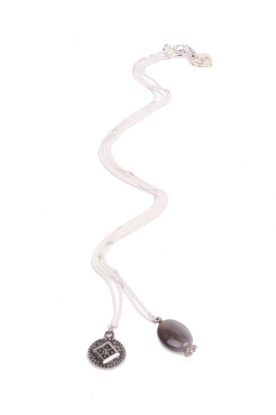 Double necklace beads | silver/grey