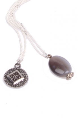Lilly |  Double necklace beads | silver/grey