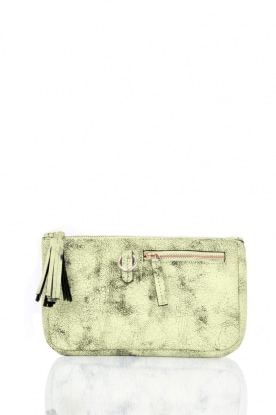 Leather clutch Cracked small |  mint green