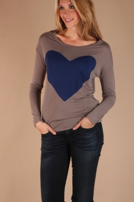 Set |  Longsleeve Heart | taupe