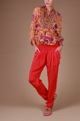 Antik Batik |  Silk Pants Jane | red