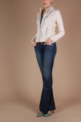 Ginger |  Leather Jacket Cinnemon | white
