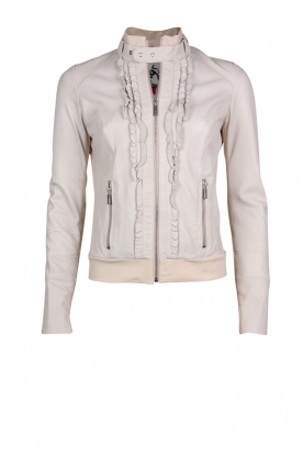 Leather Jacket Cinnemon | white