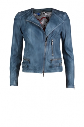 Leather biker jacket Pepper | light blue