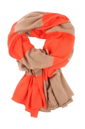 Cashmere Scarf Stripe | camel/orange