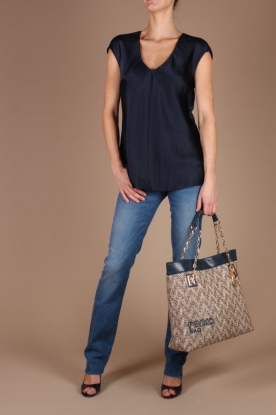 L'Autre Chose |  Zijden top Sbieco | navy
