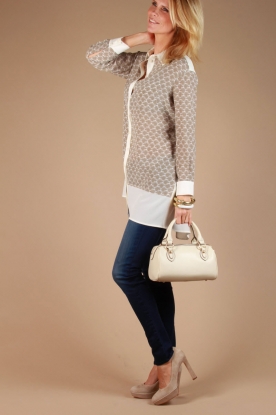 Patrizia Pepe |  Silk tunic blouse Percy | cream/print