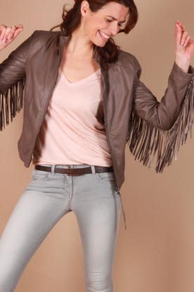 Patrizia Pepe |  Leather jacket Kendall | taupe
