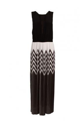 Silk maxi dress Georgette | black/white