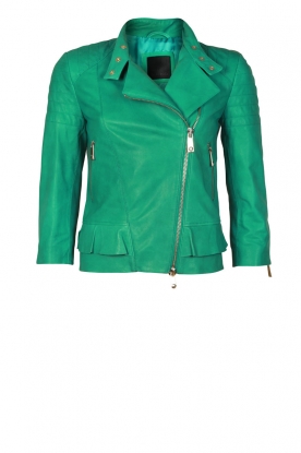 Leather biker jacket Sempre | green