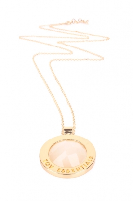 Necklace with gemstone | gold/white quartz