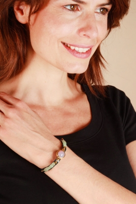 Mippies |  Leather bracelet Wallis | green