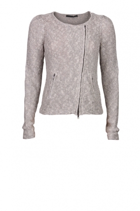 Cardigan diagonal zipper | grey