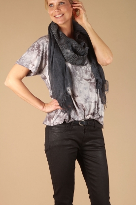 Claudio Cutuli |  Scarf Iannuzzo with leather | blue/grey