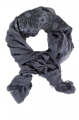 Scarf Iannuzzo with leather | blue/grey
