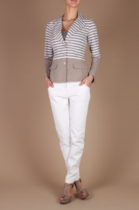 Manila Grace |  Linen Blazer Bottoni | beige