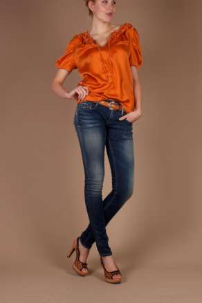 L'Autre Chose |  Silk Top Scollo Rouge | Arancio