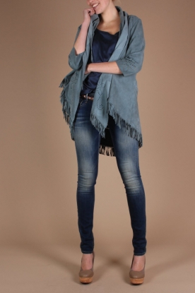 Ginger |  Suede poncho Basillicum | light blue