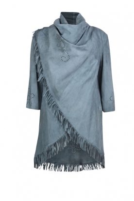 Suede poncho Basillicum | light blue