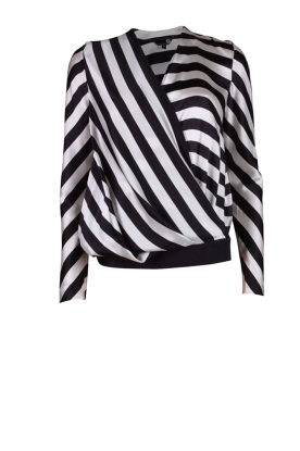 Silk top Kasia | midnight blue/off white