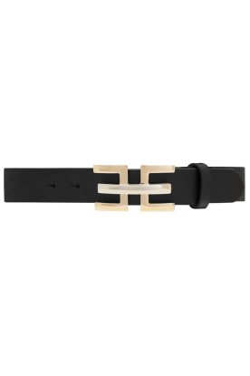 Depeche | Leather belt with gold colored buckle Alce | black