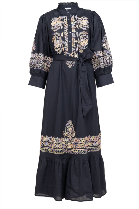 Antik Batik |Maxi-jurk met borduursels Neil | zwart