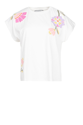 Berenice |T-shirt met patchwork bloemen Eglantine | wit