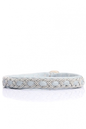 Leather Saami bracelet  | light blue