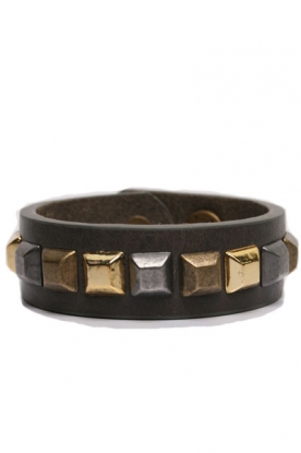 Leather bracelet With Studs | dark grey