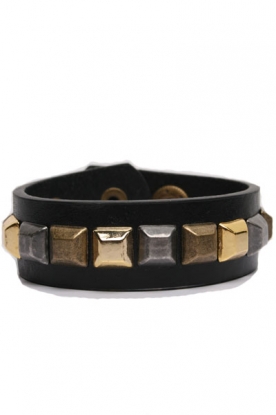 Leather bracelet With Studs | black