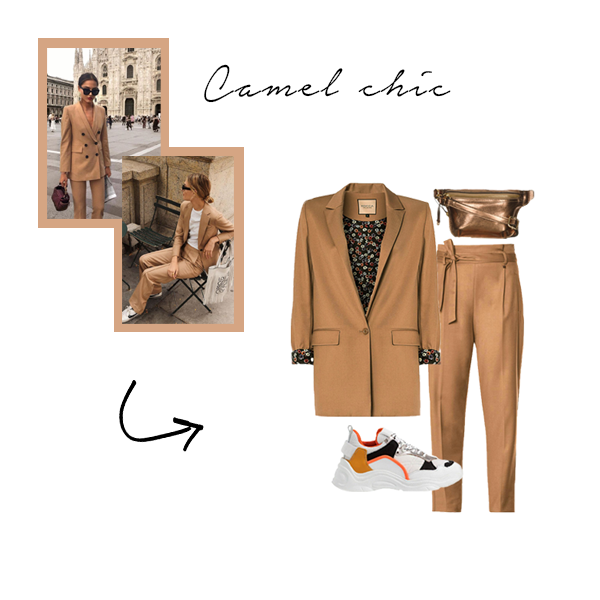 women's camel suit