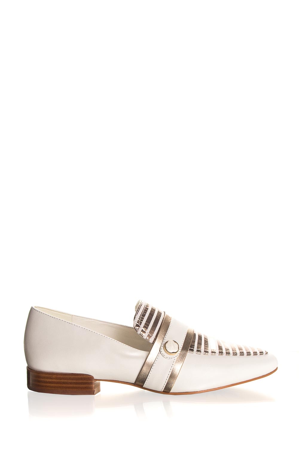 Striped leather loafers Lucya | white | What For | Little Soho
