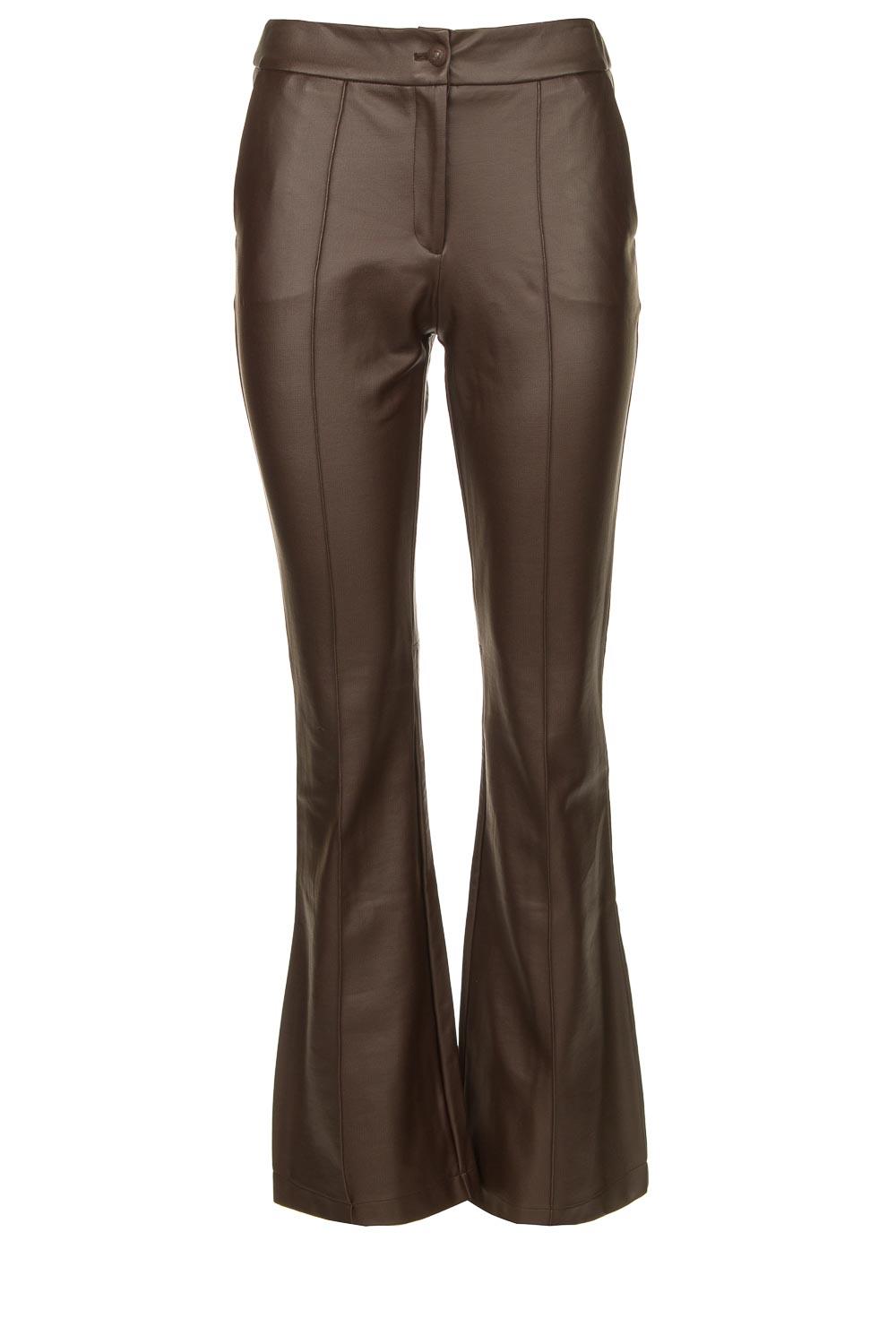 Faux leather flared broek Erica | bruin | Nenette | Little Soho