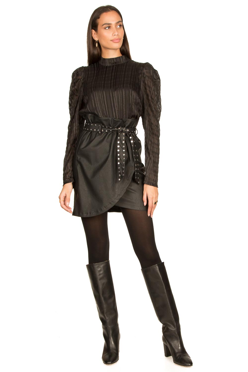 Look Faux leather paperbag skirt Birthsean