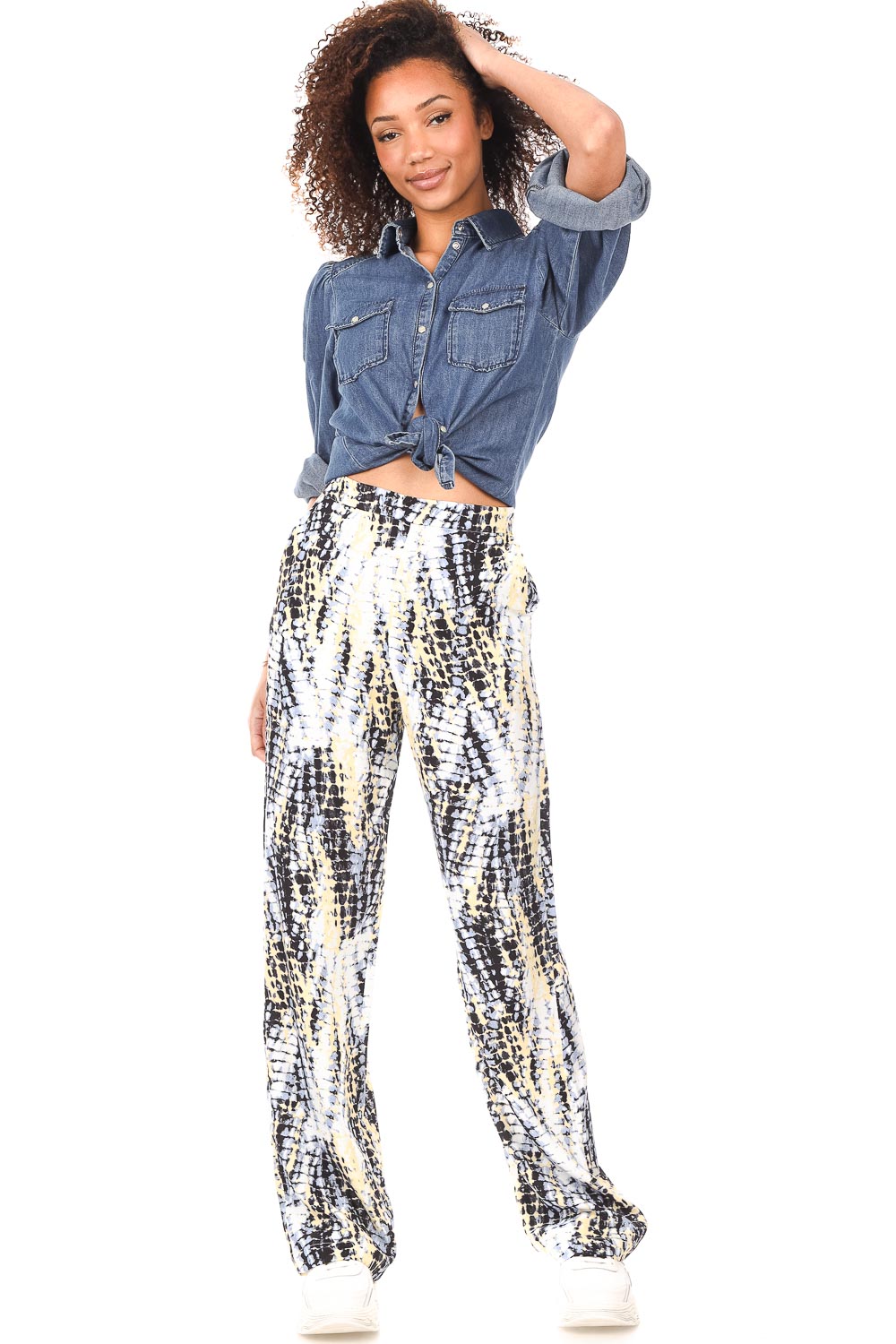 Denim blouse with puff sleeves Percey | blue | Dante6 | Little Soho