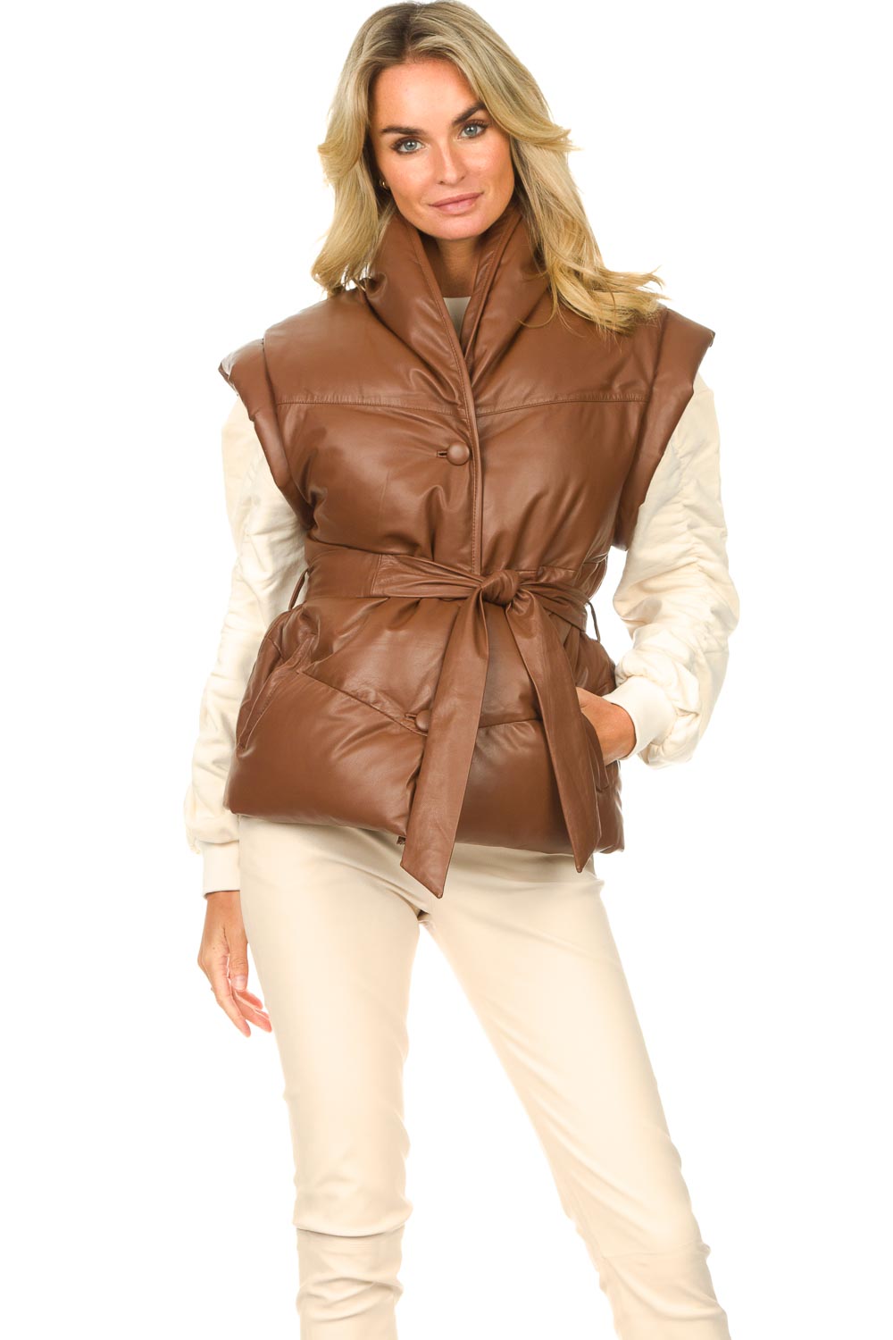 Leather puffer bodywarmer Logan Dante6 Little Soho