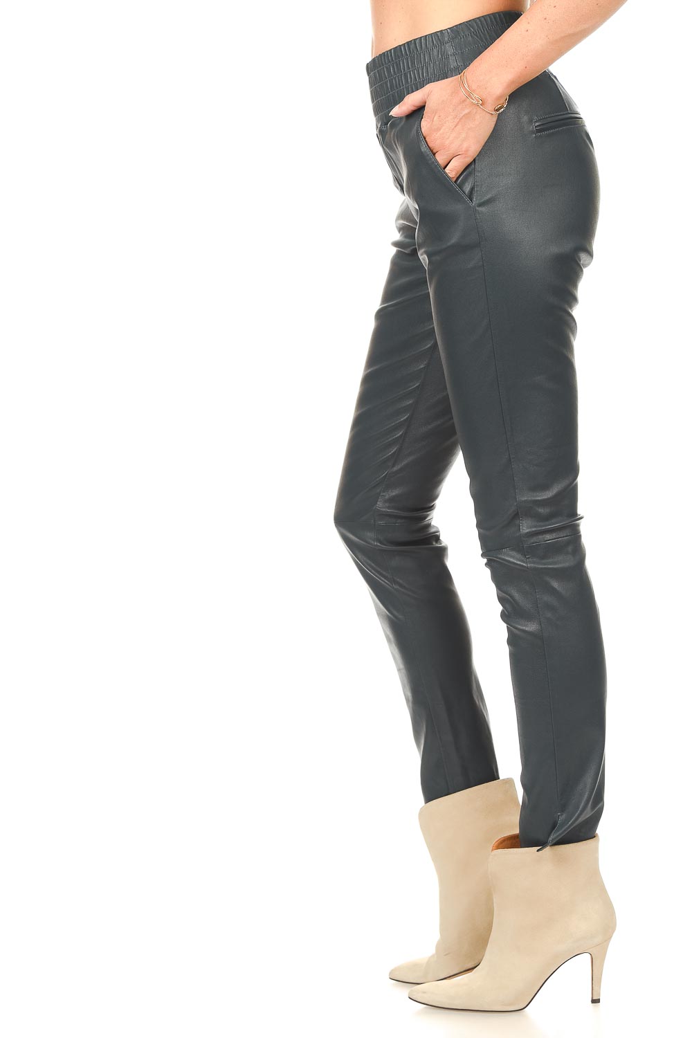 Stretch leather pants Colette | blue 