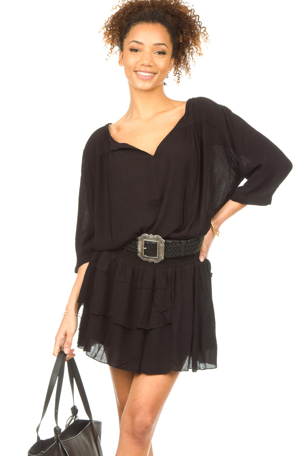 BA&SH Braided leather belt Braid In black, Size 75/US XS Braided Leather Belt Balmy Black // ba&sh US main image 2