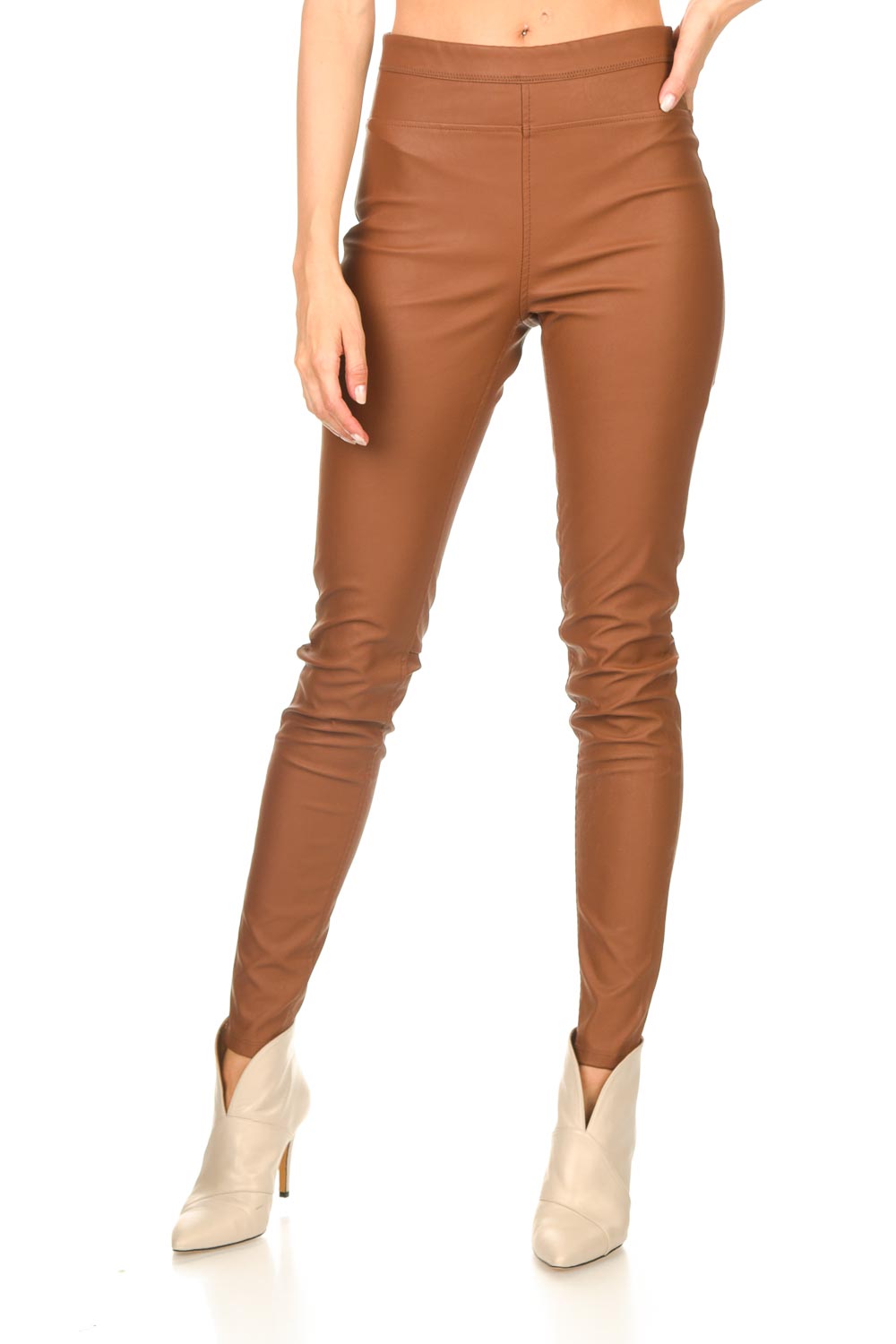 Faux leather leggings Amber | cognac 